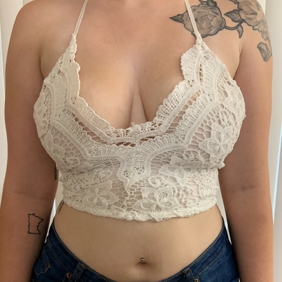 Tops - Crocheted crop top with bow tie in back